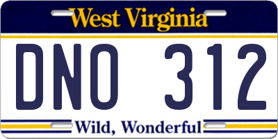 WV license plate DNO312