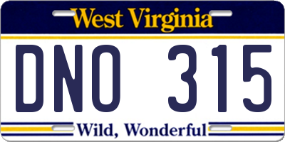 WV license plate DNO315