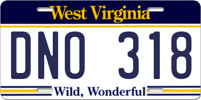 WV license plate DNO318