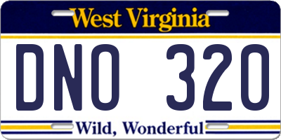 WV license plate DNO320