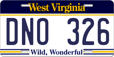 WV license plate DNO326