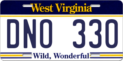 WV license plate DNO330