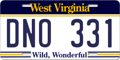 WV license plate DNO331