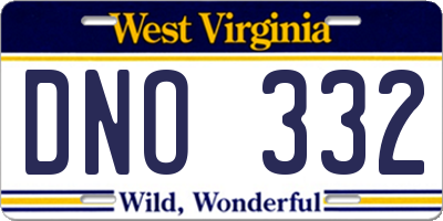 WV license plate DNO332