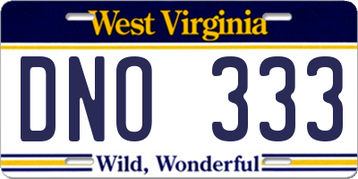 WV license plate DNO333