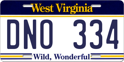 WV license plate DNO334