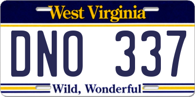 WV license plate DNO337