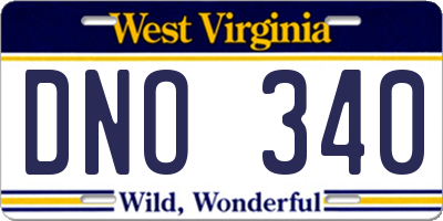 WV license plate DNO340