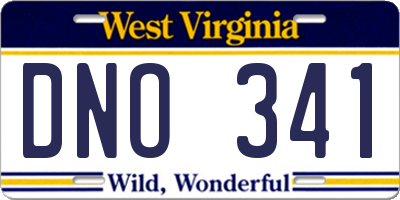 WV license plate DNO341