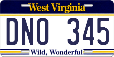 WV license plate DNO345