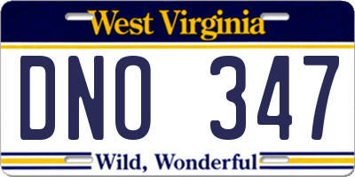 WV license plate DNO347