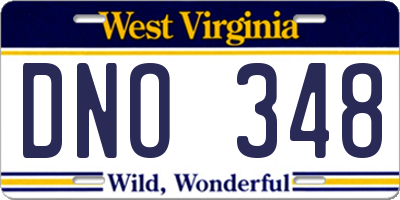 WV license plate DNO348