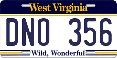 WV license plate DNO356
