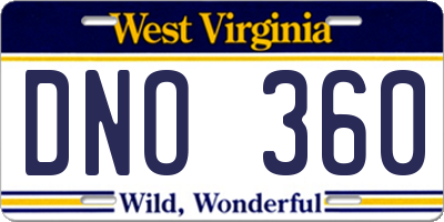 WV license plate DNO360
