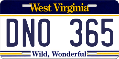 WV license plate DNO365