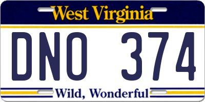 WV license plate DNO374