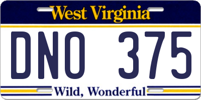 WV license plate DNO375