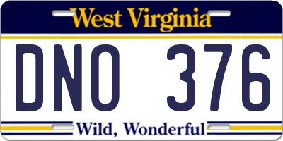 WV license plate DNO376
