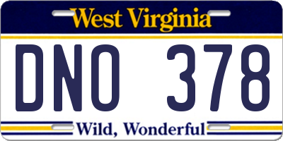 WV license plate DNO378