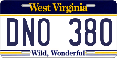 WV license plate DNO380