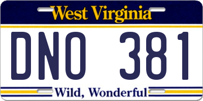 WV license plate DNO381