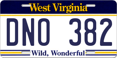 WV license plate DNO382