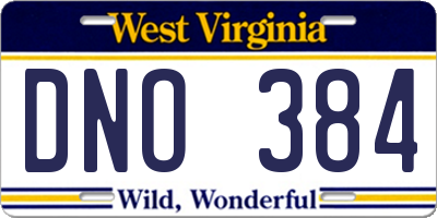 WV license plate DNO384