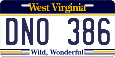 WV license plate DNO386