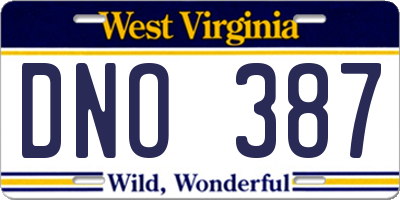 WV license plate DNO387