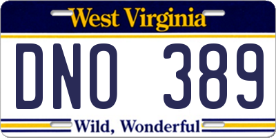 WV license plate DNO389