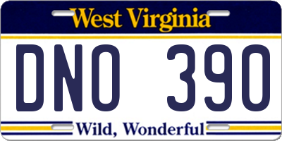 WV license plate DNO390