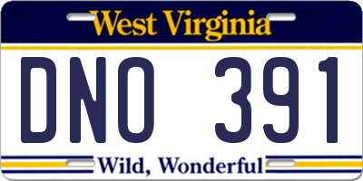 WV license plate DNO391