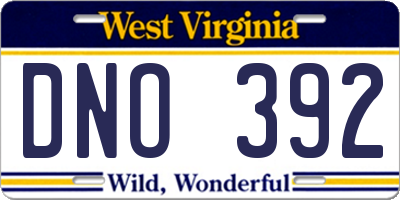 WV license plate DNO392