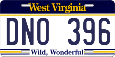 WV license plate DNO396