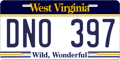 WV license plate DNO397