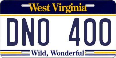 WV license plate DNO400