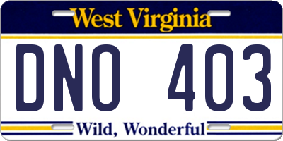 WV license plate DNO403