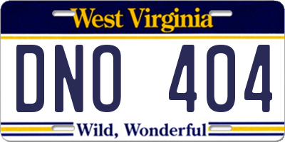 WV license plate DNO404