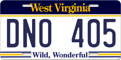 WV license plate DNO405