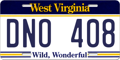 WV license plate DNO408