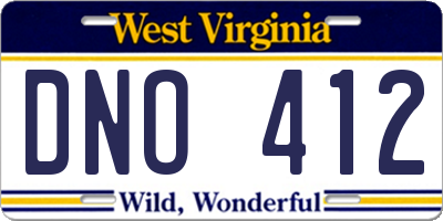 WV license plate DNO412