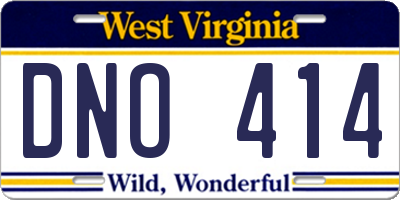 WV license plate DNO414
