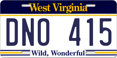 WV license plate DNO415