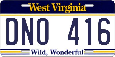 WV license plate DNO416