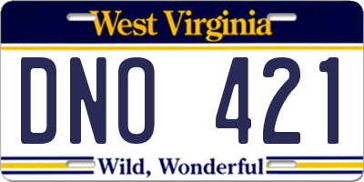 WV license plate DNO421