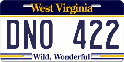 WV license plate DNO422