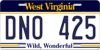 WV license plate DNO425