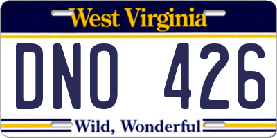 WV license plate DNO426