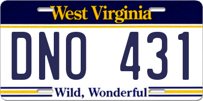 WV license plate DNO431