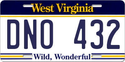 WV license plate DNO432
